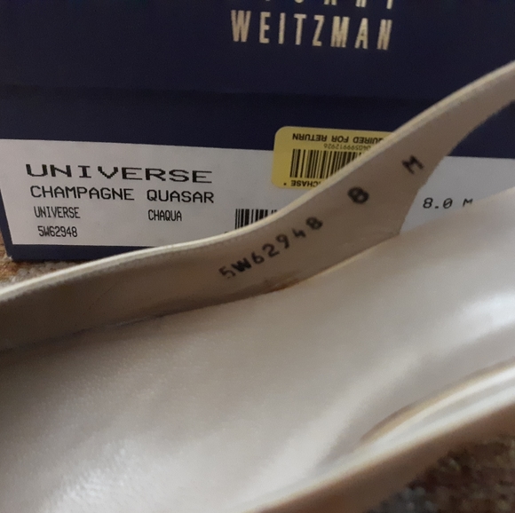 Stuart Weitzman Universe in Champagne Quasar (pearl) sling back pump sz 8 - Picture 6 of 7